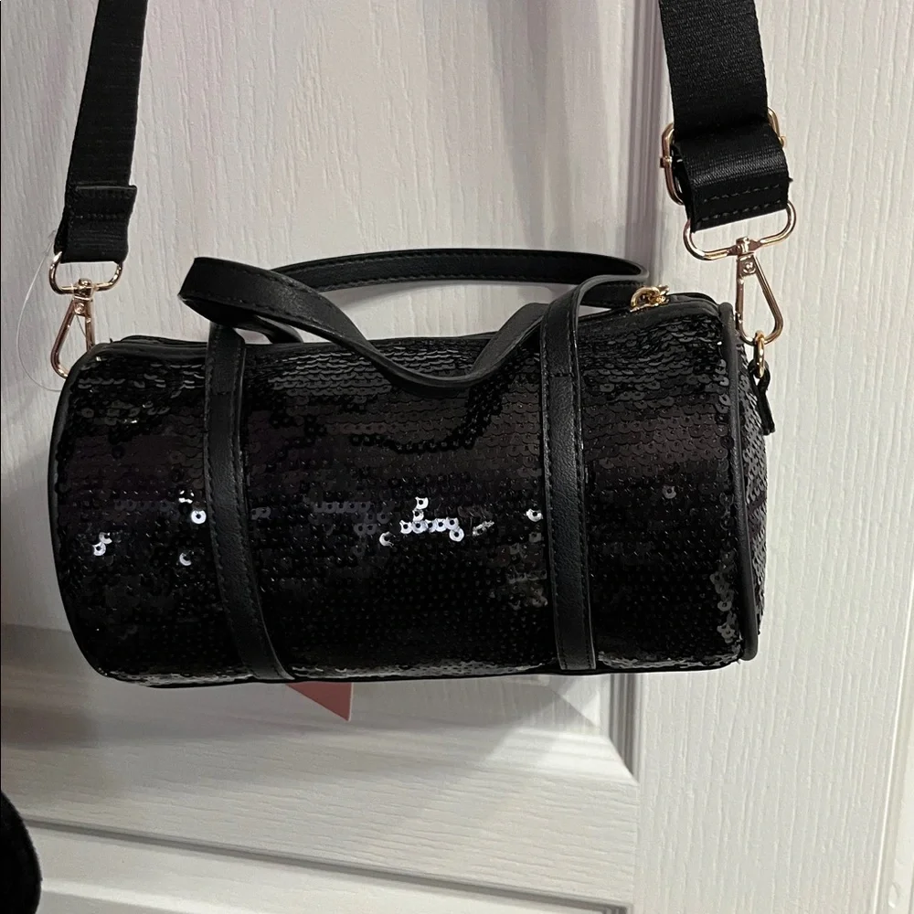Juicy Couture Black Sequin Barrel Bag with Gold Heart Charm - Picture 7 of 7
